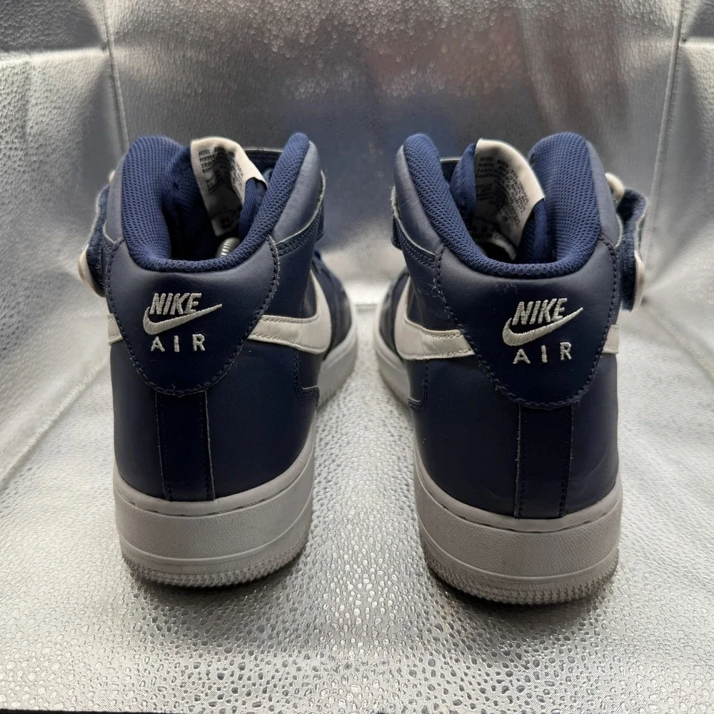 Size 10.5 Nike Air Force 1 '07 Mid Midnight Navy‎ Blue Mens Sneakers 315123-407